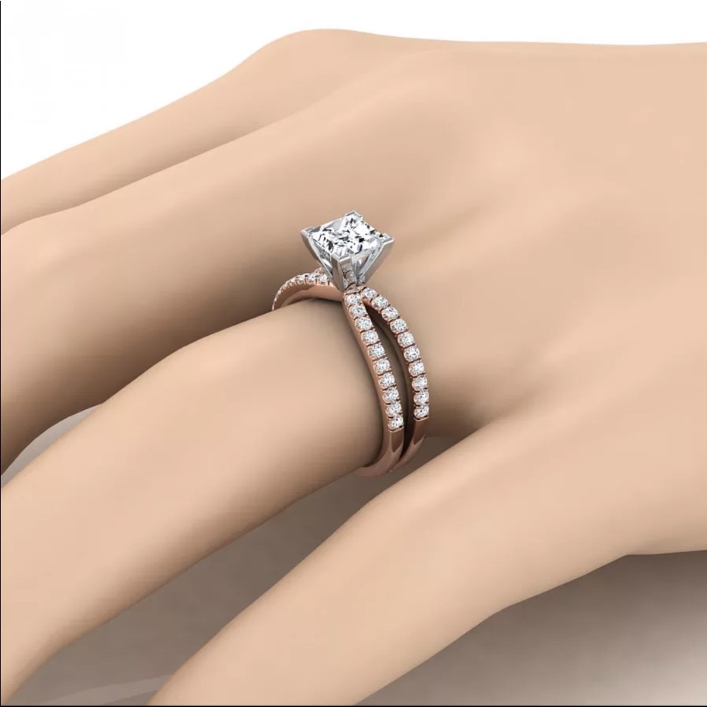 New Women’s Rose Gold Square Cut Diamond Ring 💍 - Picture 2 of 2